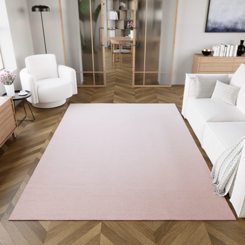 Tapis tissé main 100% laine rose pastel 80x150 — vue 3
