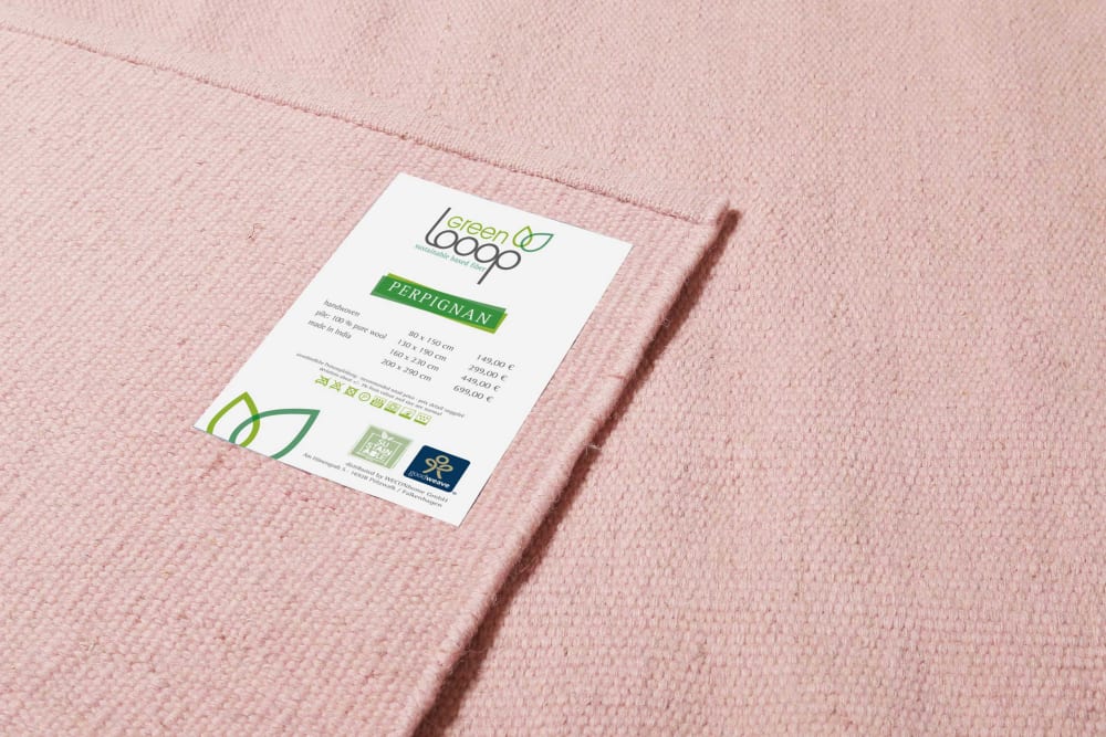Tapis tissé main 100% laine rose pastel 80x150 — vue 4