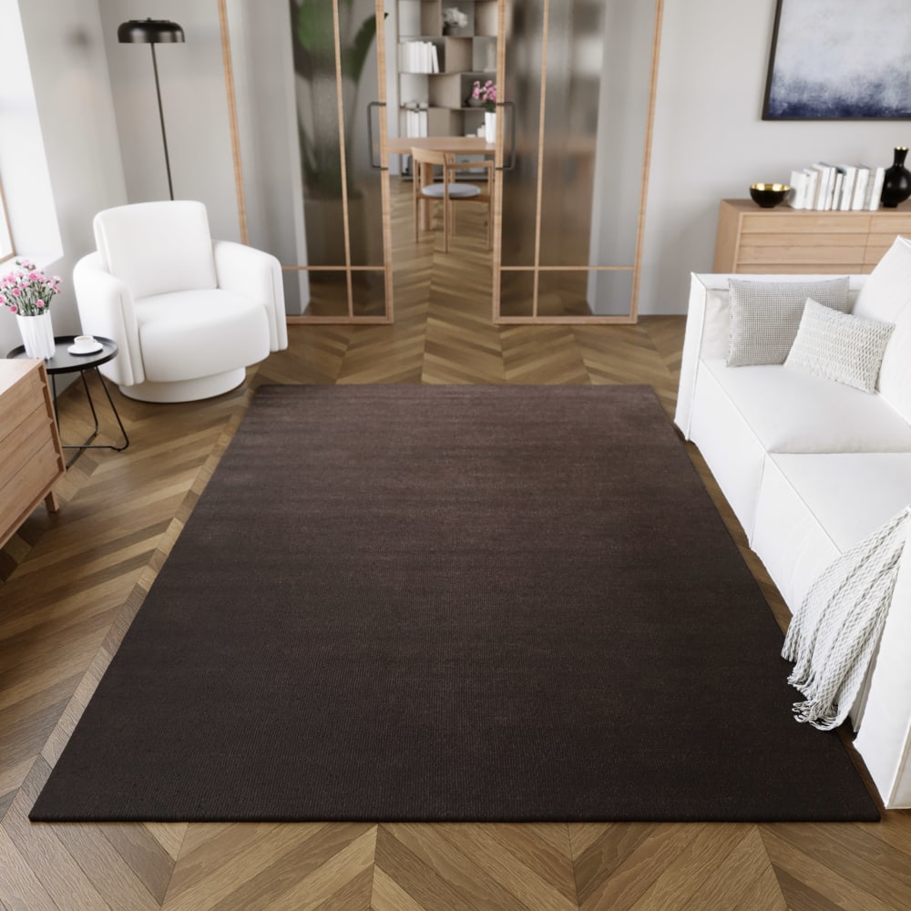 Tapis tissé main 100% laine marron 80x150 — vue 3
