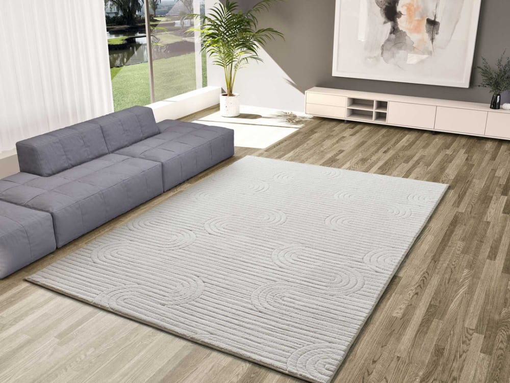 Tapis lavable à relief blanc 120x170 cm — vue 3