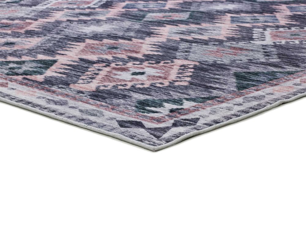 Tapis ethnique bleu/rose/gris 80x150 cm — vue 4