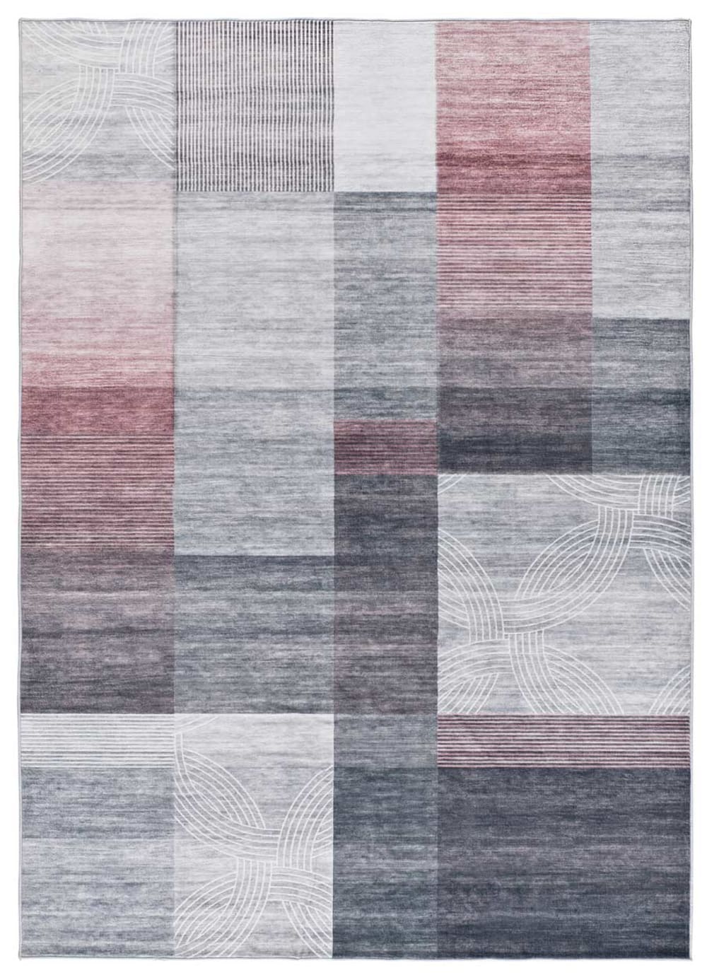 Tapis géométrique gris/rose 140x200 cm