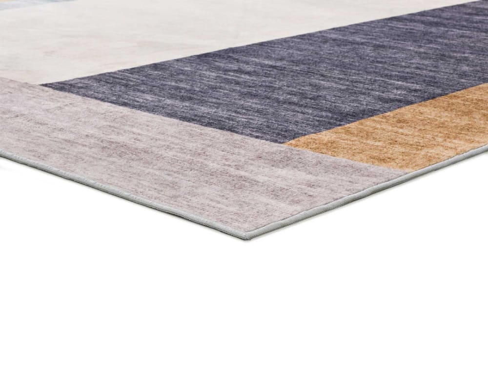 Tapis géométrique beige/bleu/gris 80x150 cm — vue 4