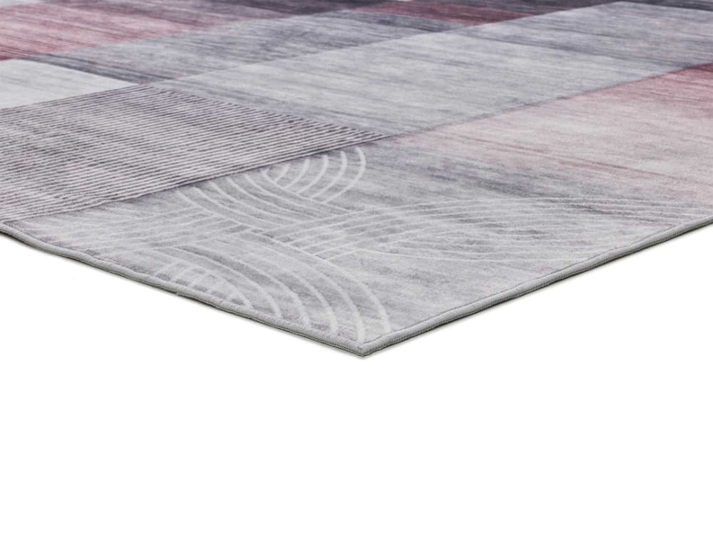 Tapis géométrique gris/rose 80x150 cm — vue 4