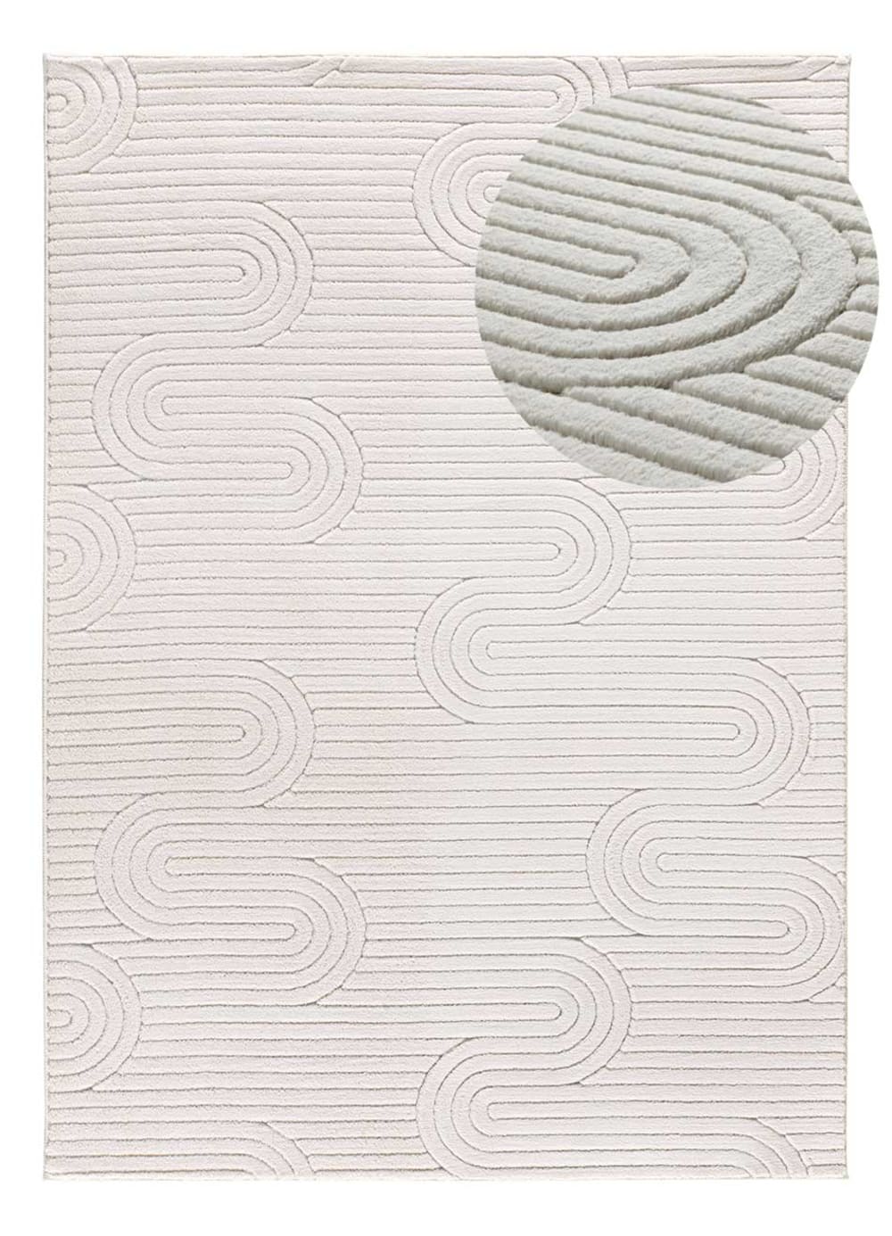 Atticgo Tapis descente de lit lavable blanc antidérapant 60x110 cm style contemporain Certifié Oeko-Tex - Pes - Polyester