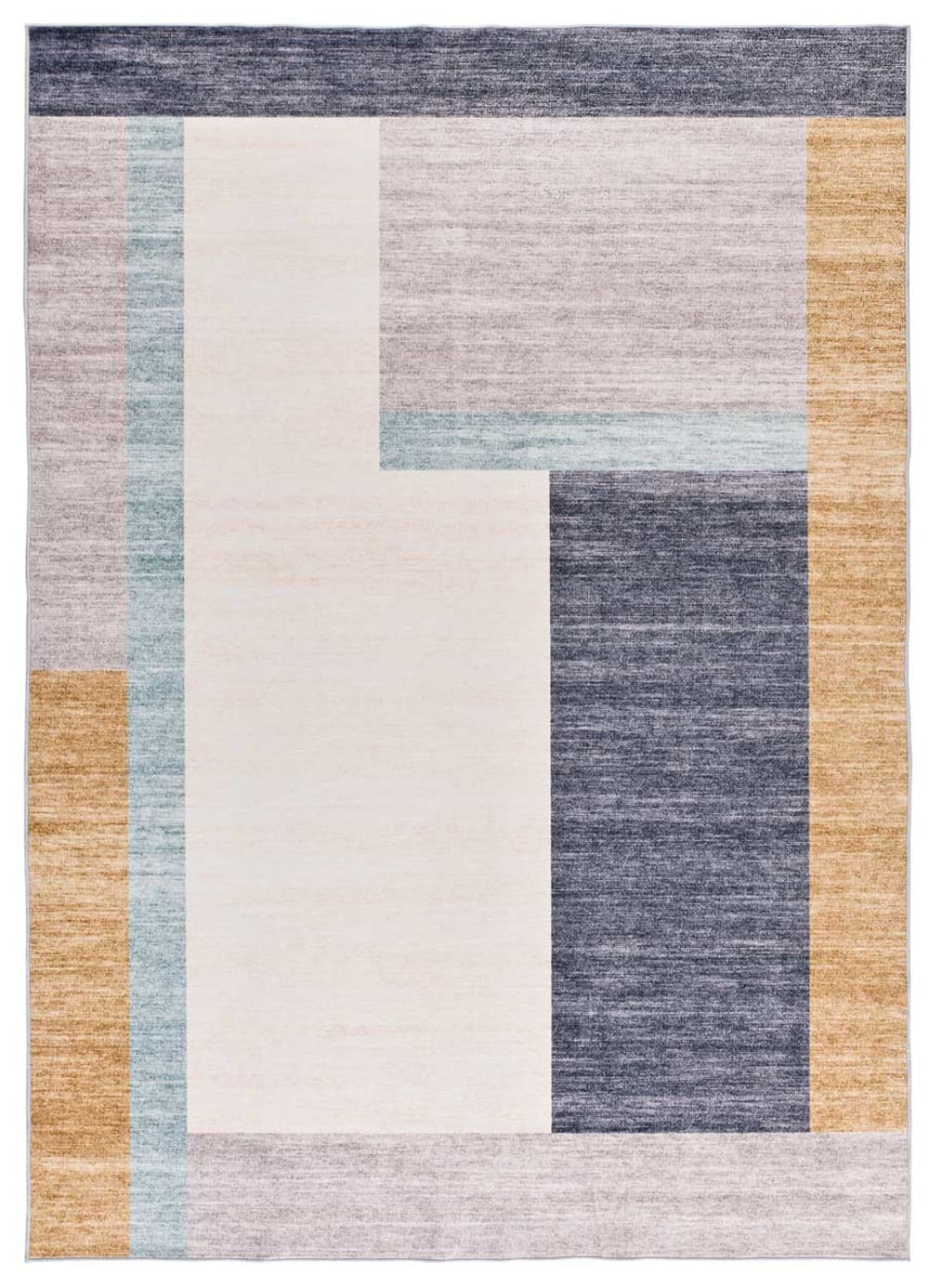 Tapis géométrique beige/bleu/gris 140x200 cm