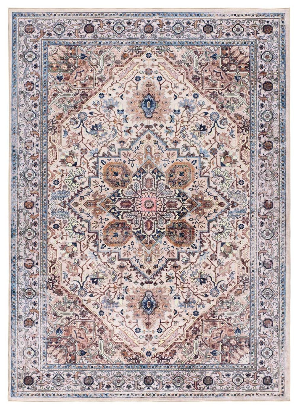 Tapis vintage beige/multicolore 80x150 cm