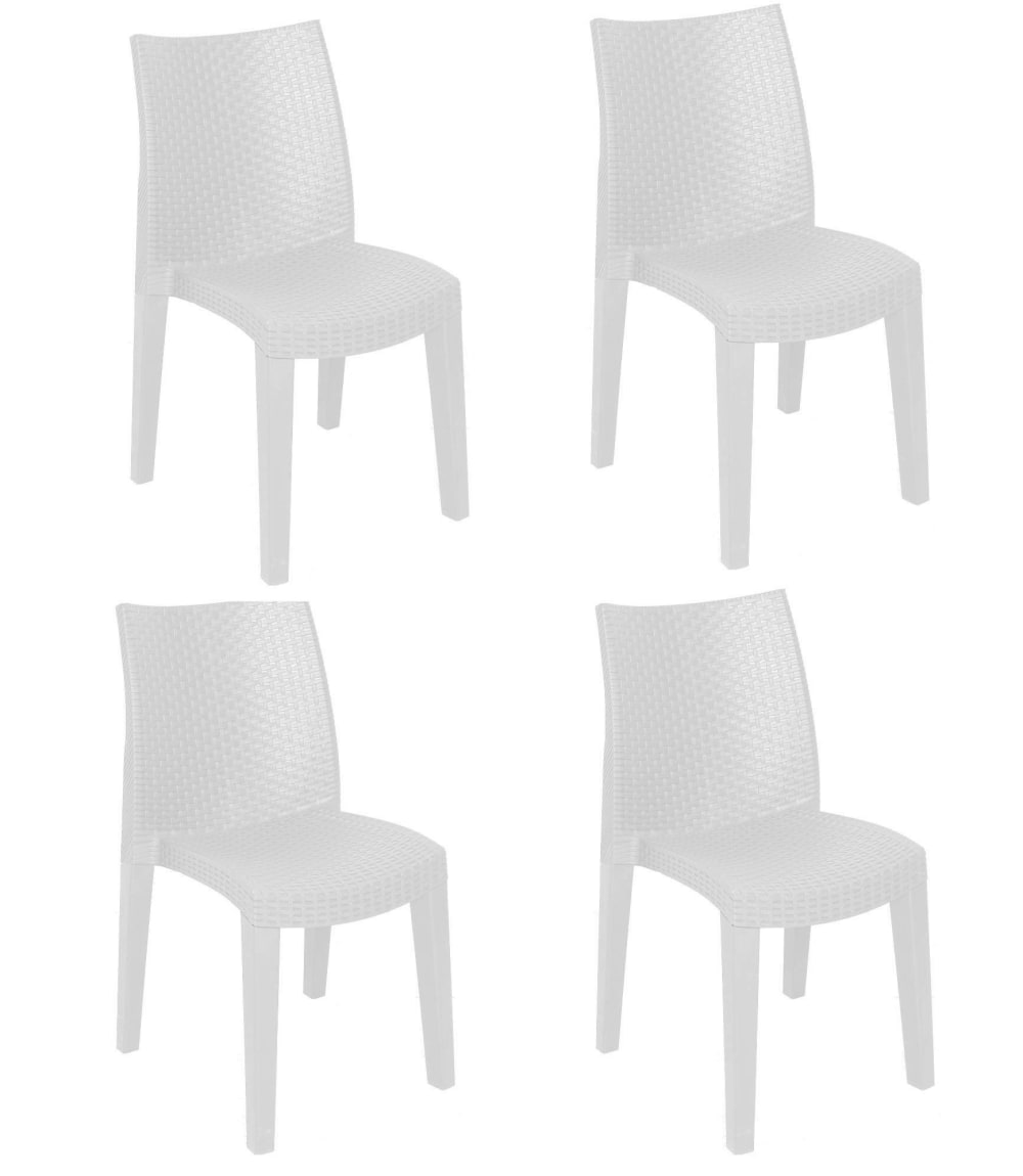 Set de 4 chaise d'extérieur blanc 48x55 cm