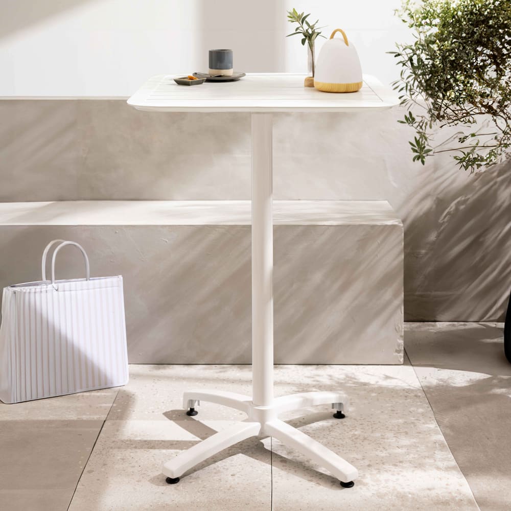 Table haute 60x60 cm inclinable de terrasse en aluminium blanc - Maisons du Monde