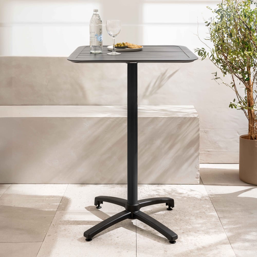 Table haute 60x60 cm inclinable de terrasse en aluminium noire - Maisons du Monde