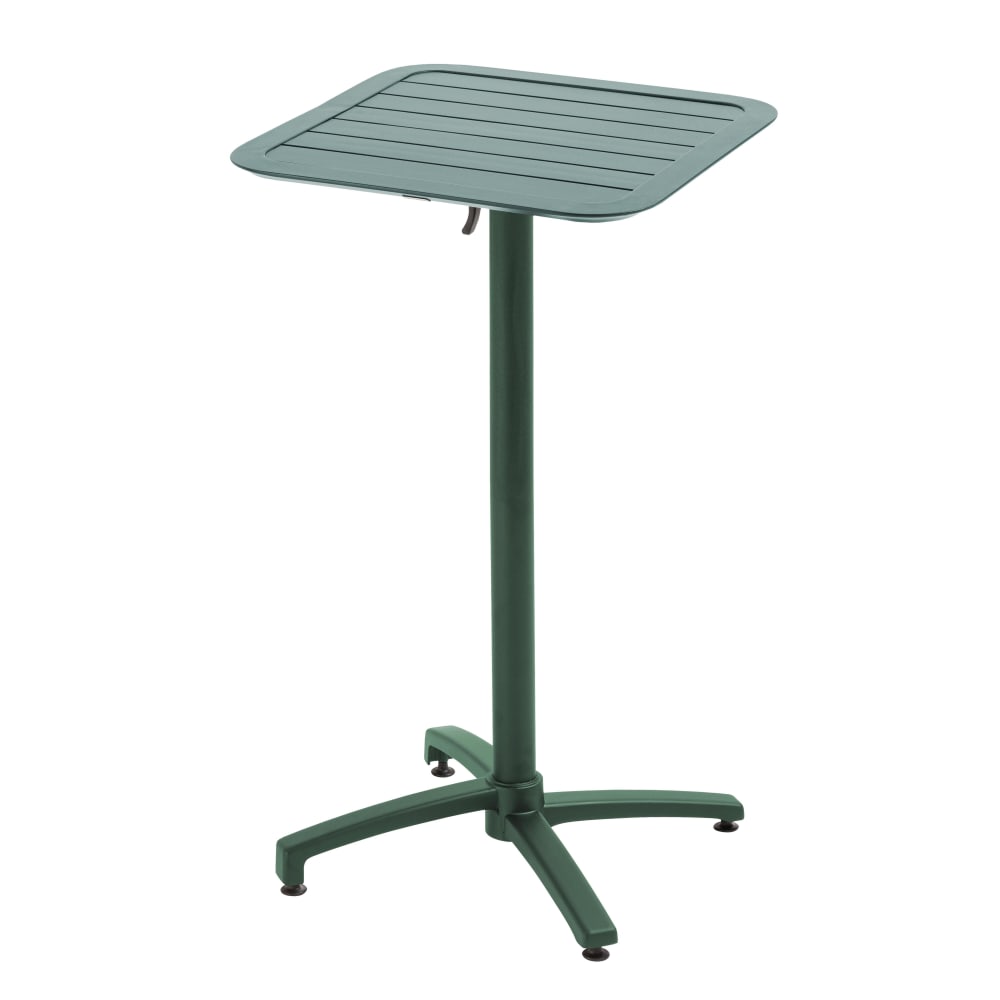 Table haute 60x60 cm inclinable de terrasse en aluminium vert foncé