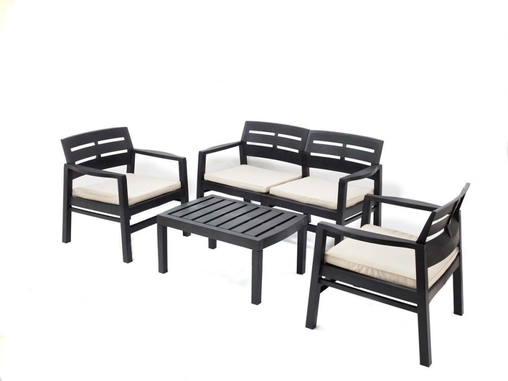 Salon d'extérieur anthracite 63x58 cm