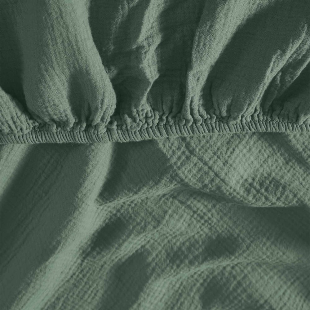 Drap-housse en gaze de coton bonnet 30 cm lichen 80x200 cm — vue 4