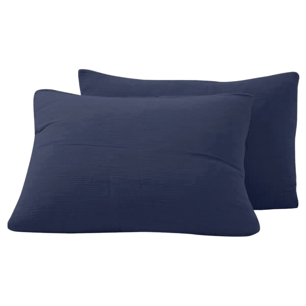 Lot de 2 taies d'oreiller en gaze de coton  indigo 50x70 cm