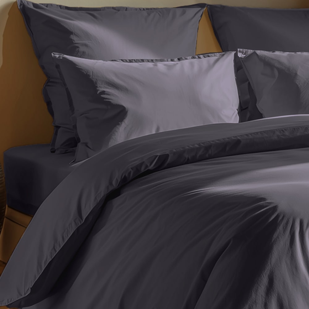 Drap housse en coton bio lavé ardoise 90x190 cm - Maisons du Monde