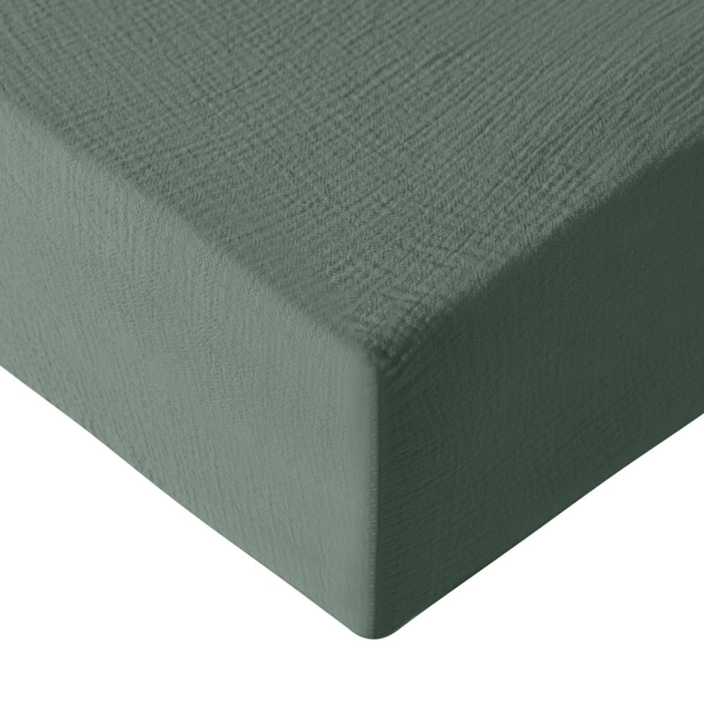 Drap-housse en gaze de coton bonnet 30 cm Lichen 140x200 cm