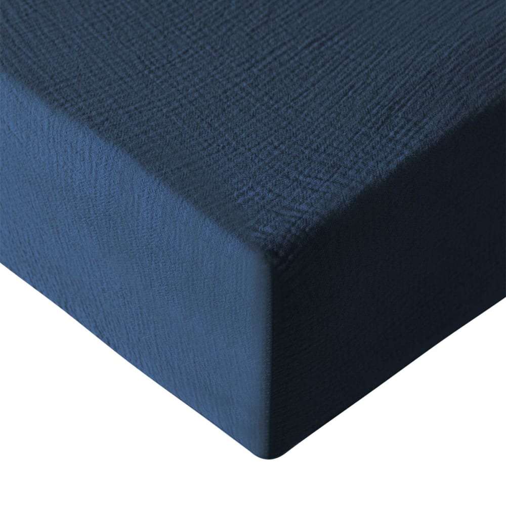 Drap-housse en gaze de coton bonnet 30 cm Indigo 90x200 cm