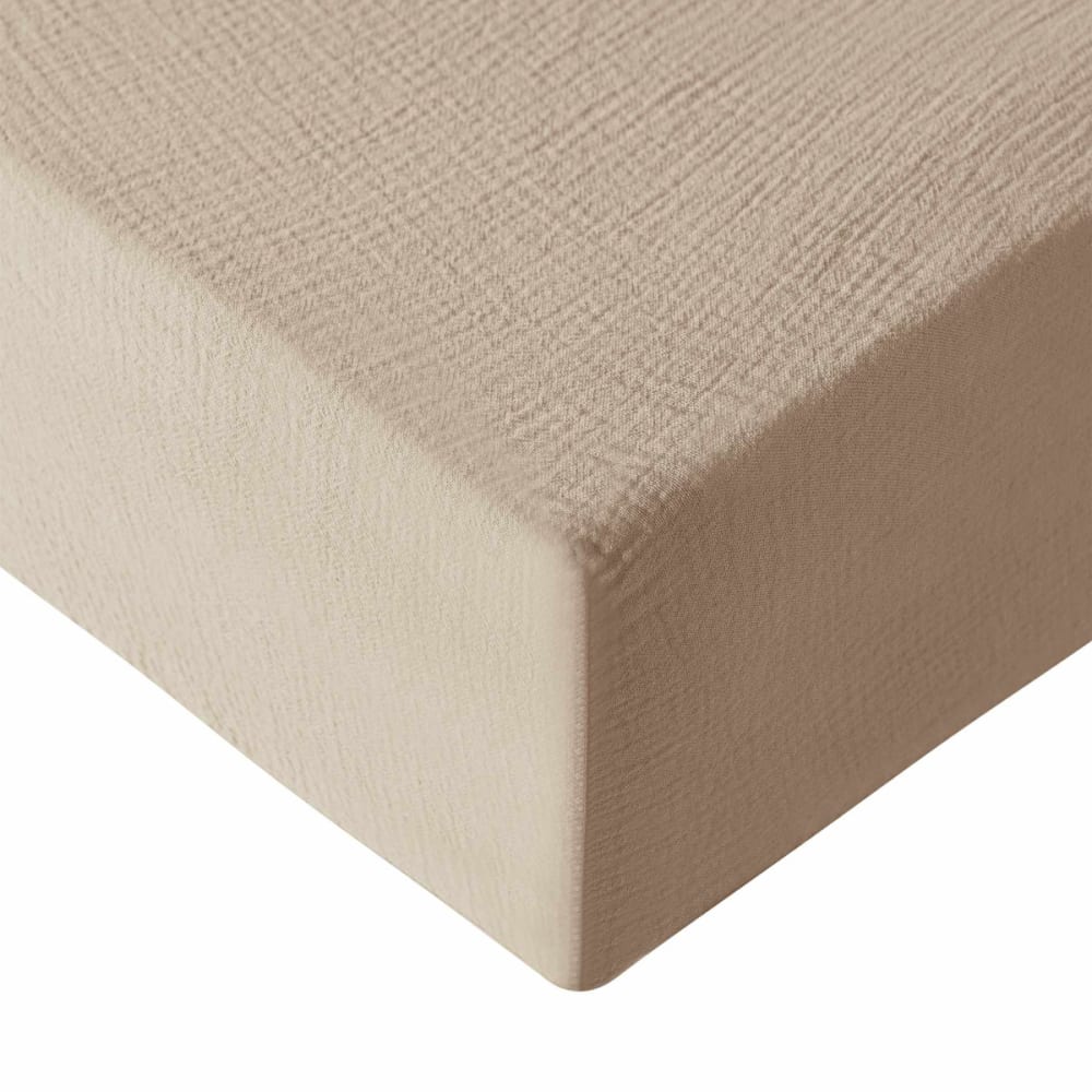 Drap-housse en gaze de coton bonnet 30 cm Sable 90x200 cm