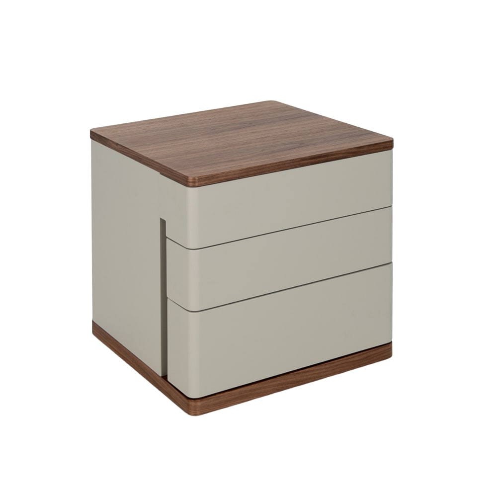 Angel Cerda Nachttisch aus grauem Holz und Nussbaum style modern - Holz