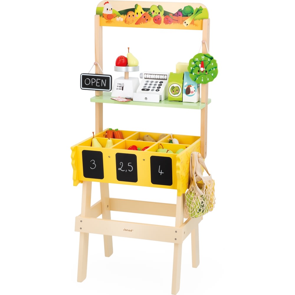 Janod Händler auf dem Bauernmarkt GELB HOLZ Kinder