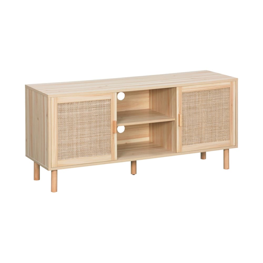 Meuble tv cannage 2 portes et 1 étagère, 120cm