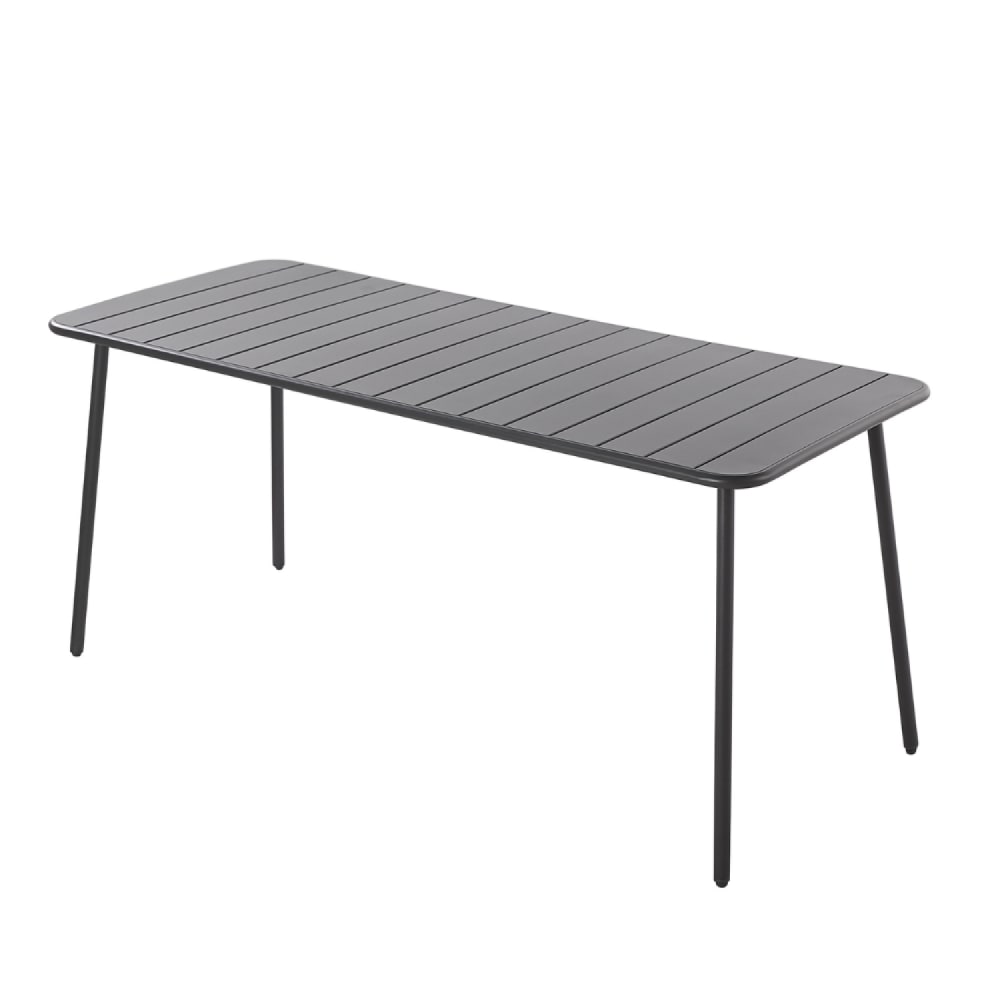 Table de jardin en acier 6 places gris foncé