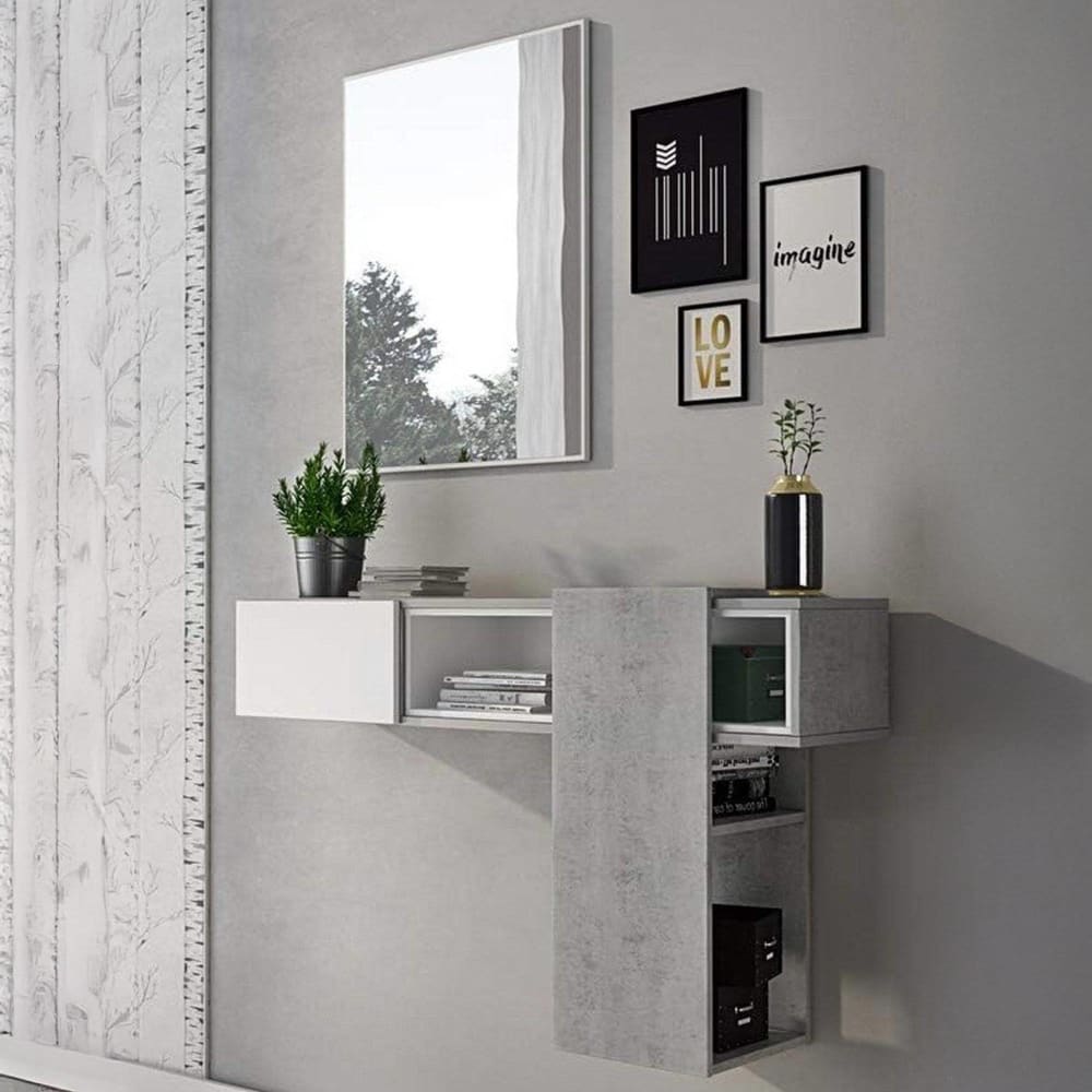 Meuble d'entrée en bois mélaminé gris béton - Maisons du Monde