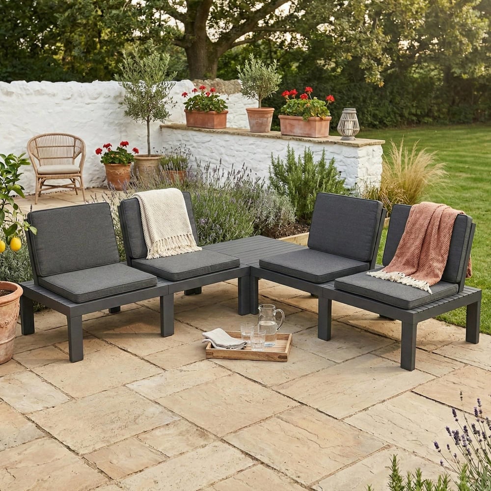 Set salon d'extérieur anthracite 0x0h0 cm - Maisons du Monde