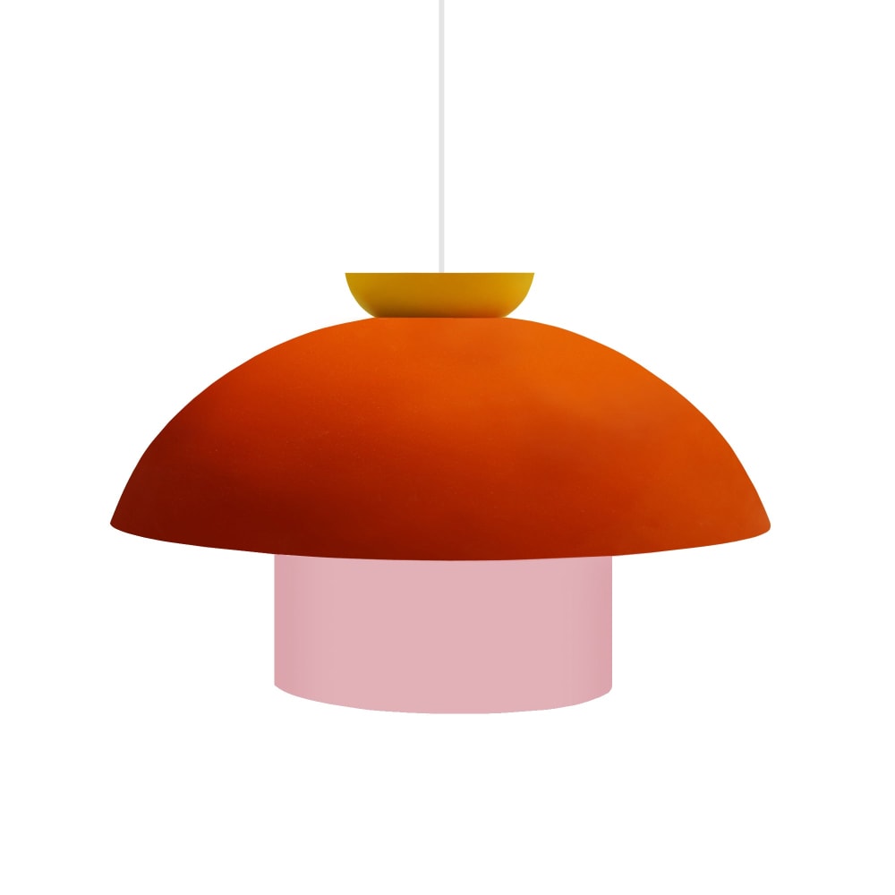 Suspension métal multicolore abat-jour orange