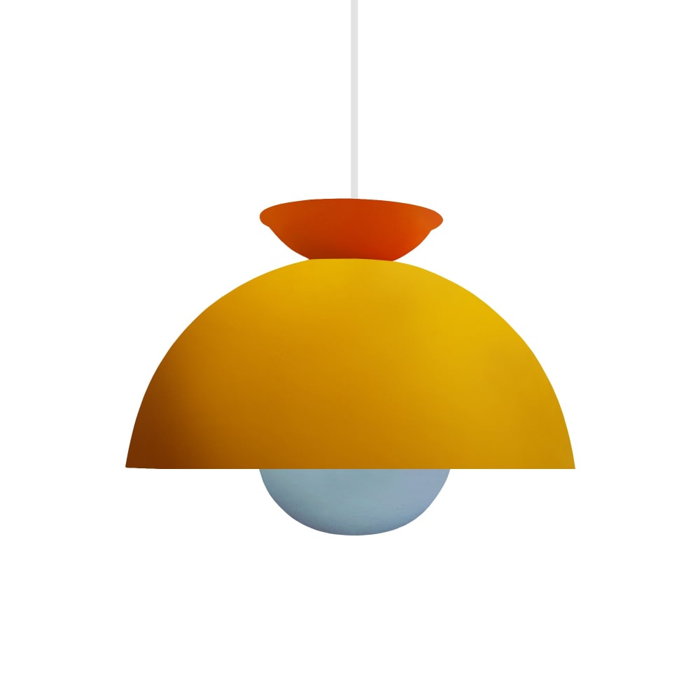 Suspension métal multicolore abat-jour jaune