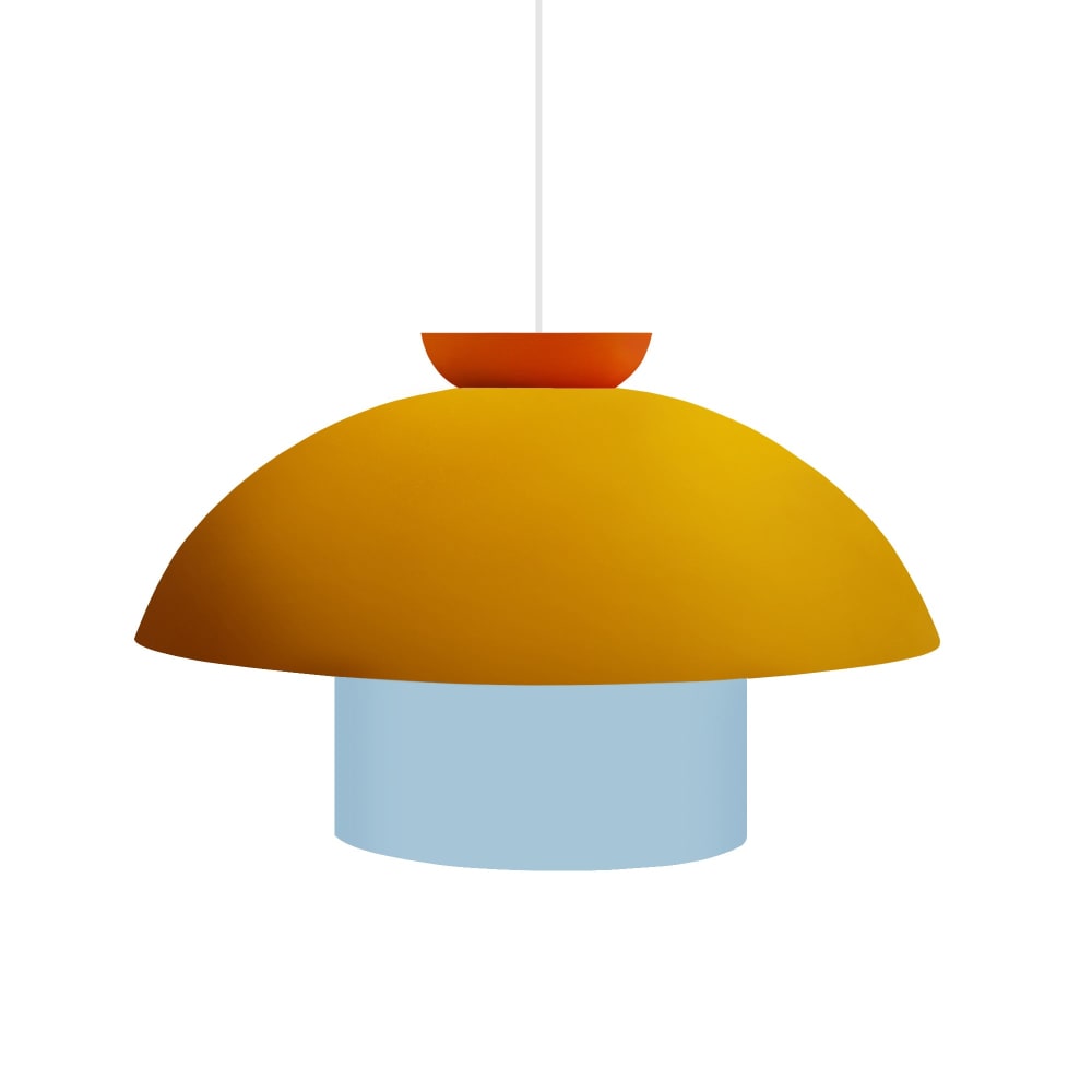 Suspension métal multicolore abat-jour jaune