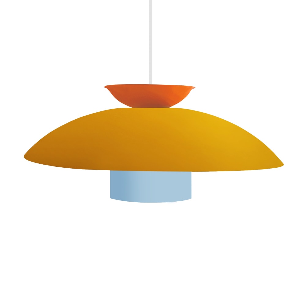 Suspension métal multicolore abat-jour jaune