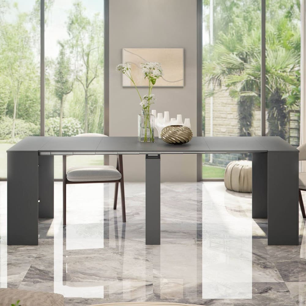Table à rallonge effet bois anthracite 90x51 cm - Maisons du Monde