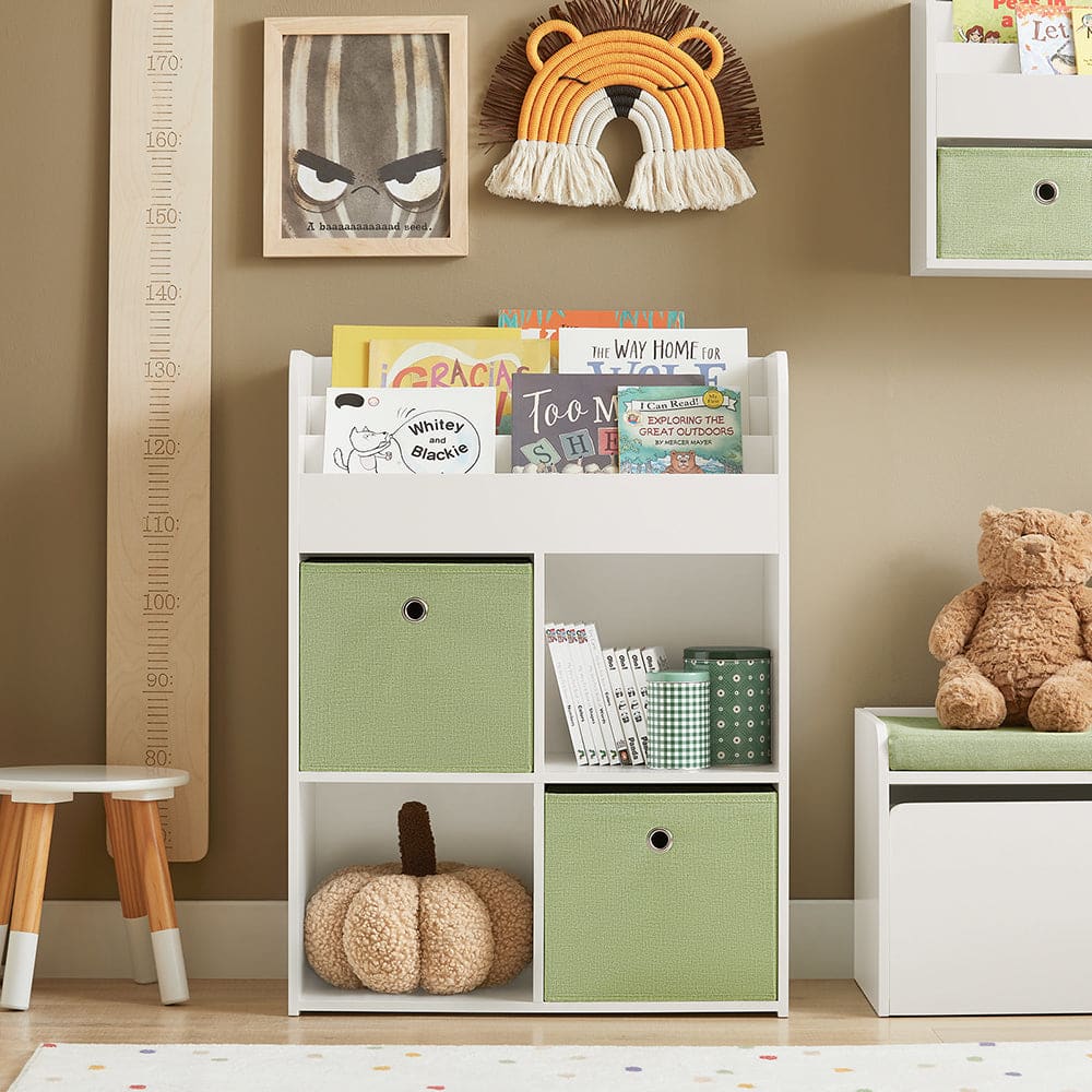 Bibliothèque effet bois blanc pour enfants 3 étagères 4 compartiments - Maisons du Monde