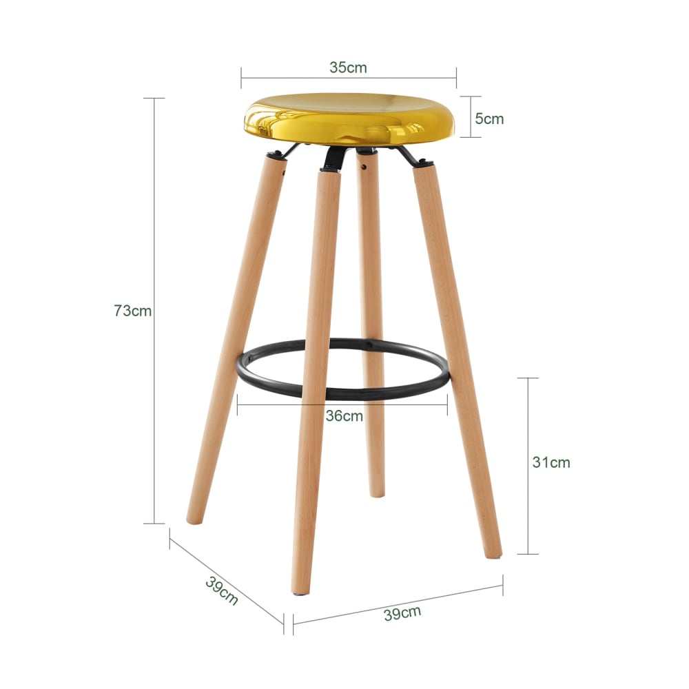 Tabouret de bar design avec repose-pieds pieds en hêtre