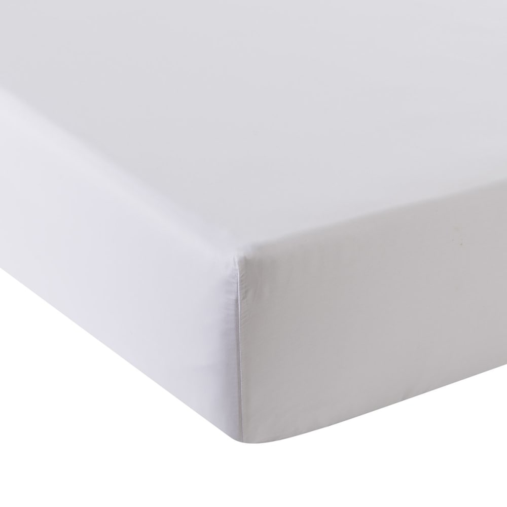 Drap housse coton blanc 90x190 cm