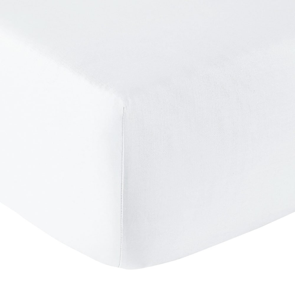 Drap housse grand bonnet coton blanc 160x200x40 cm — vue 3
