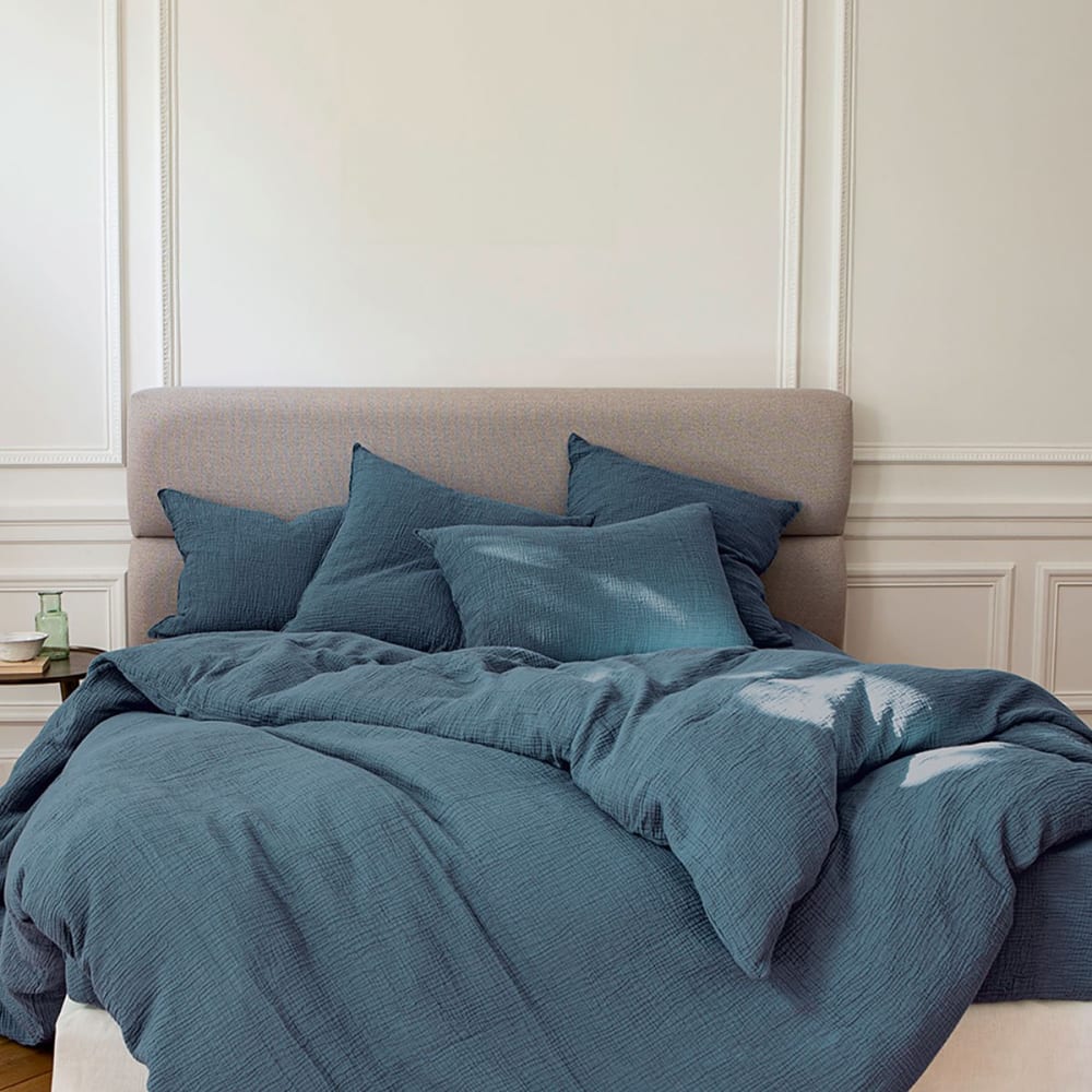 Drap housse gaze de coton azurite 180x200 cm - Maisons du Monde