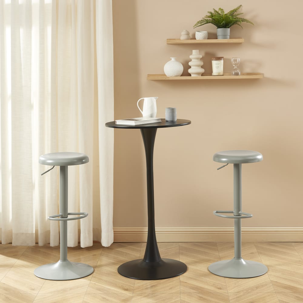 taburete de metal gris mate