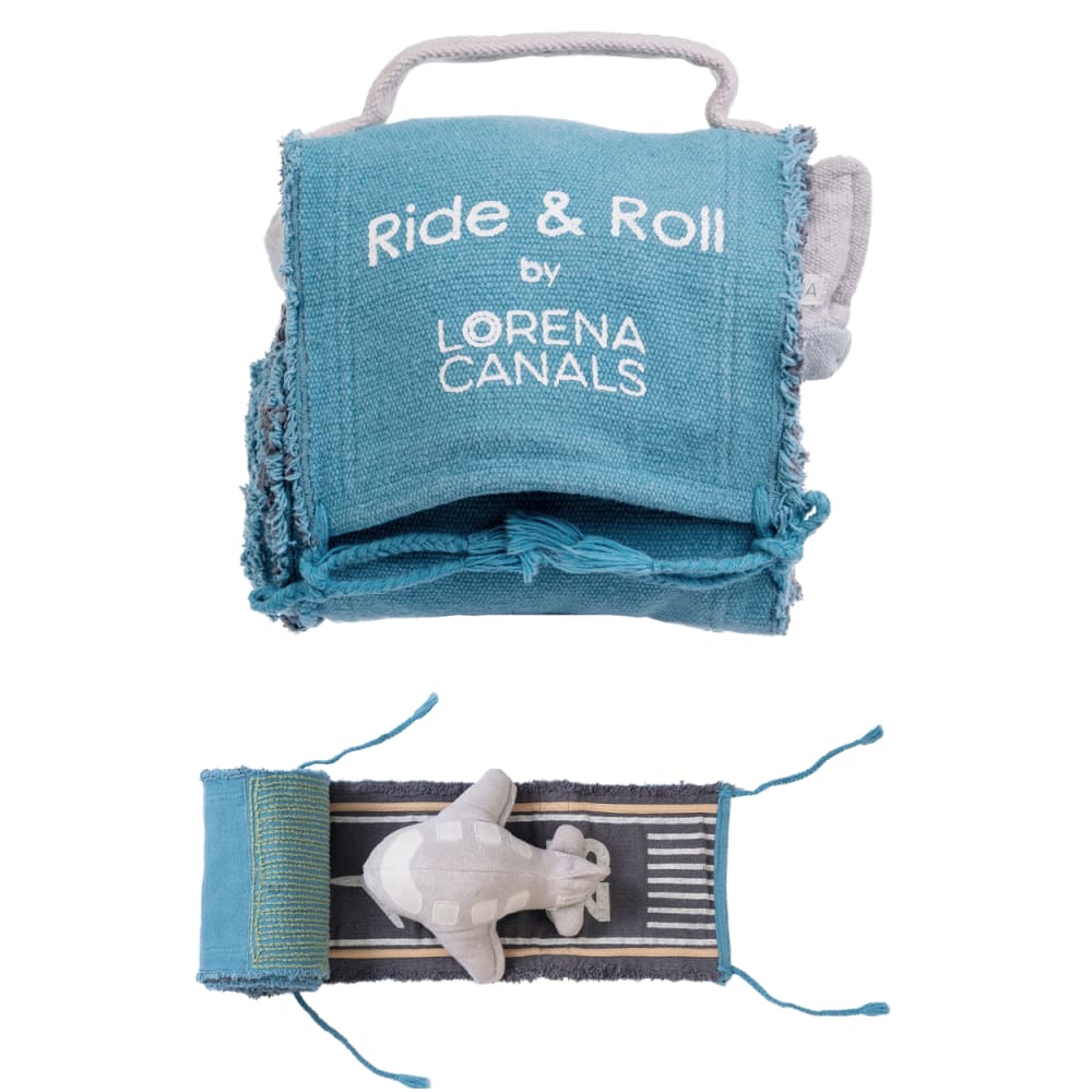 Lorena Canals Ride and Roll Flugzeug Baumwolle 20x400 cm Türkis BLAU BAUMWOLLE Kinder