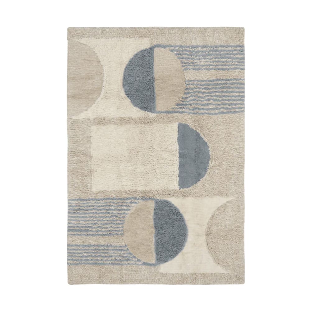 Tapis lavable en laine marron et bleu 170x240