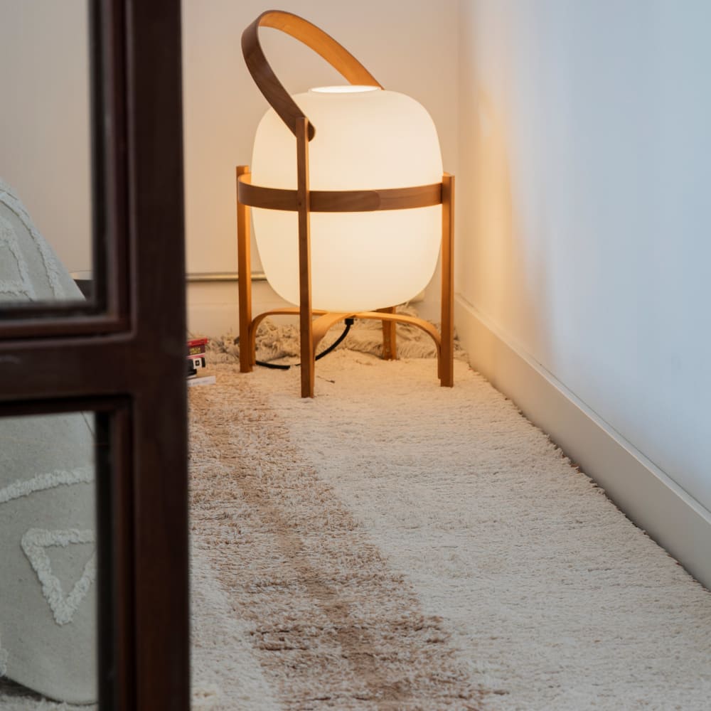 Tapis lavable en coton marron et ligne blanche 80x230 — vue 4