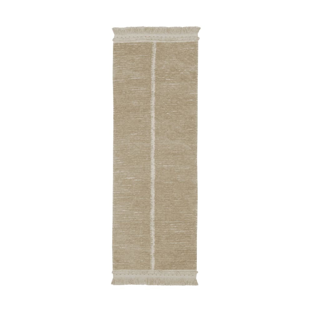 Tapis lavable en coton beige liseré jaune 80x230