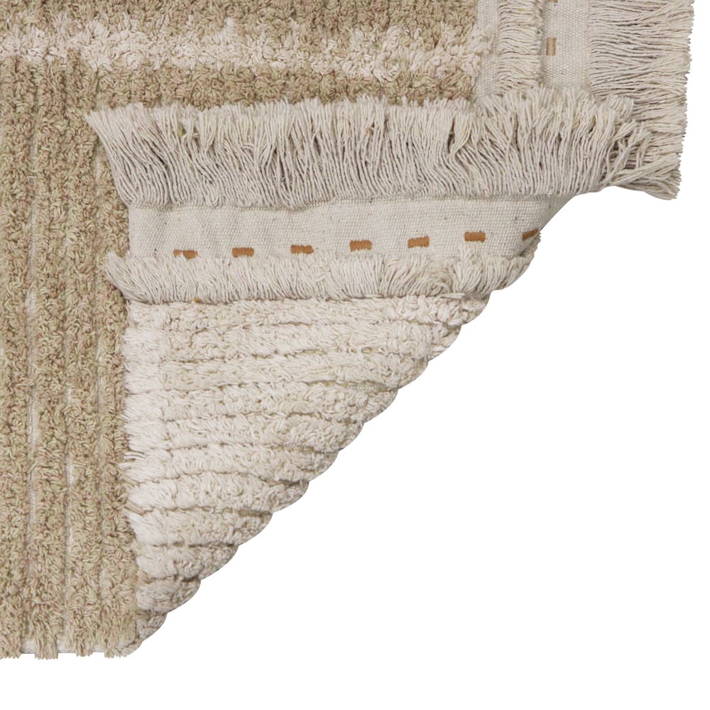 Tapis lavable en coton beige liseré jaune 80x230 — vue 4