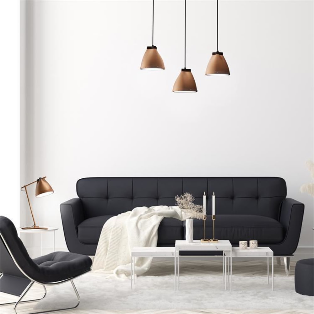 Suspension métal 3 lumières l58cm cuivre - Maisons du Monde