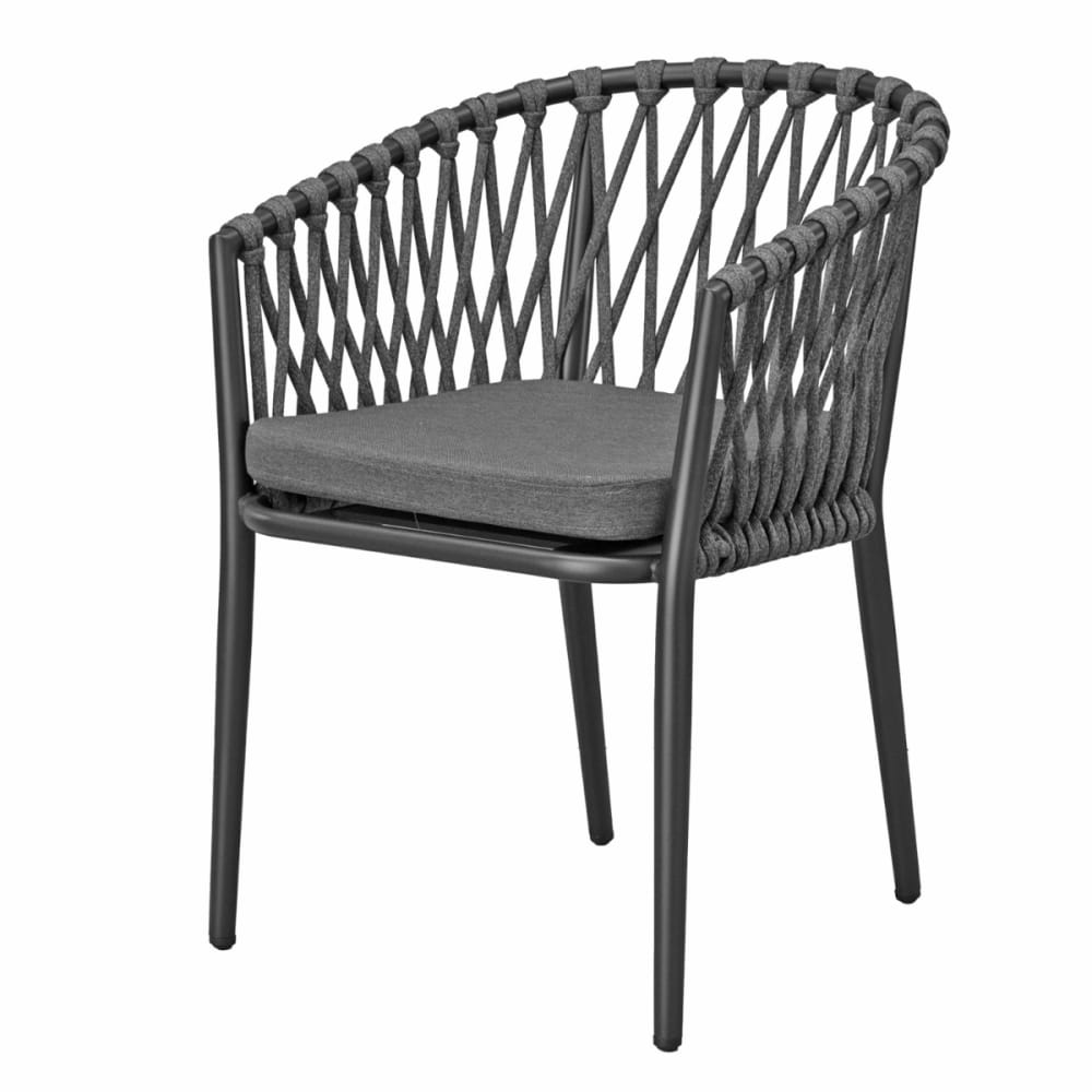 Fauteuil en aluminium anthracite et corde gris foncé