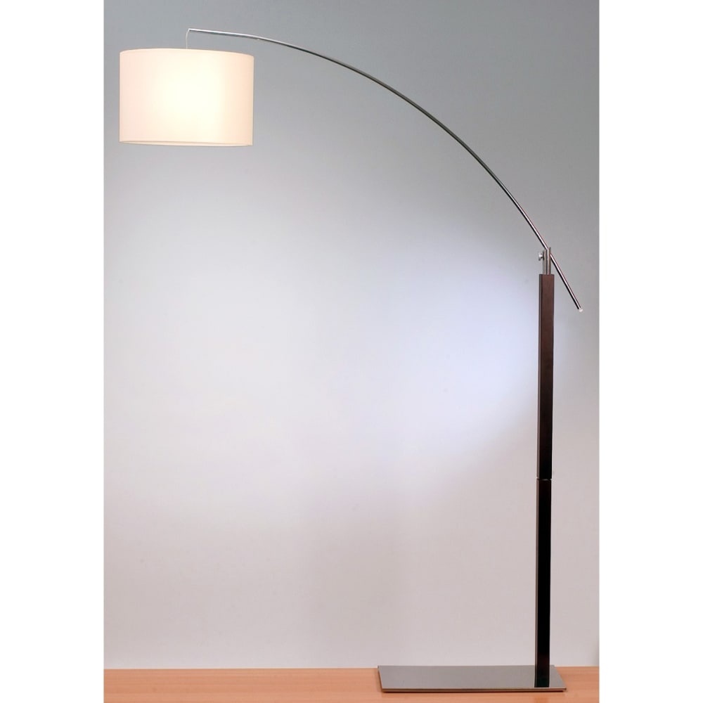 Lampadaire avec bras chromé métal/bois ebene 190 cm