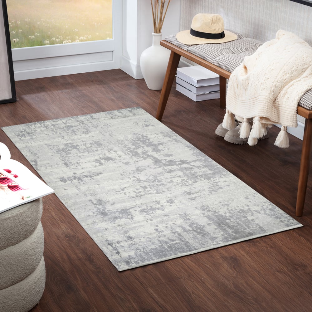 Livabliss Abstrakt Moderner Teppich Grau/Elfenbein 80x150 style modern Grau Öko-Tex Zertifikat Pvc - Polyvinlychlorid