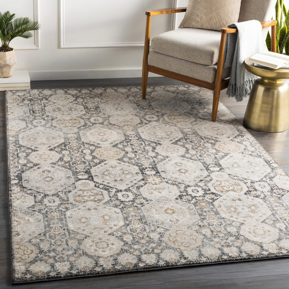 Tapis vintage oriental noir/beige 200x275 — vue 3