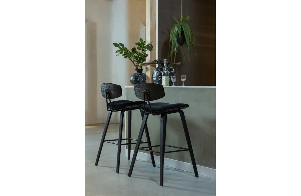 Tabouret de bar en tissu velours noir